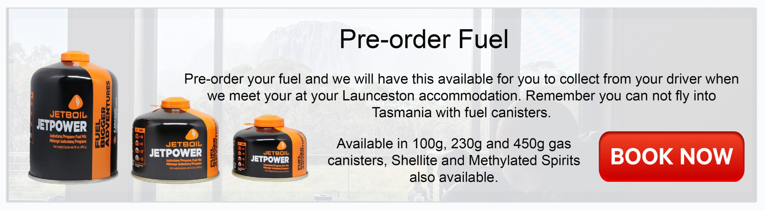 Pre-order Fuel. Book Now Launceston to Cradle Mountain 6:30am