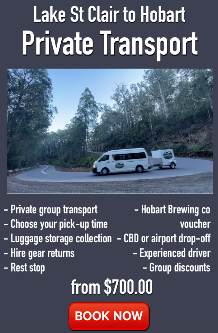 Lake St Clair to Hobart Private transport bus tickets