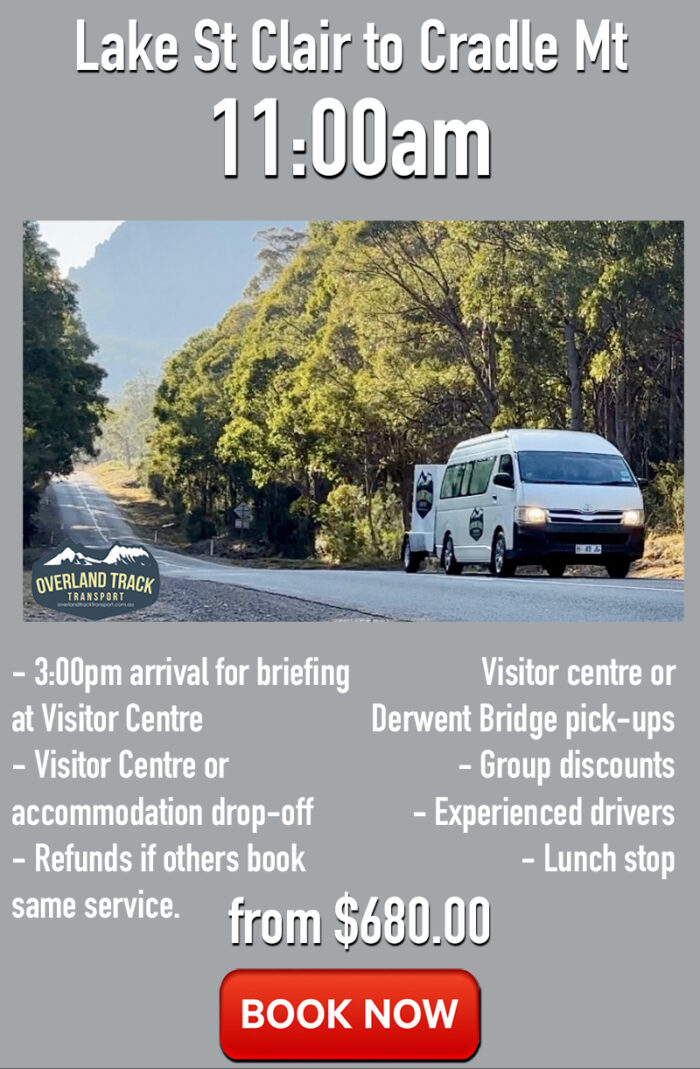 Lake St Clair to Cradle Mountain 11:00am transport bus tickets
