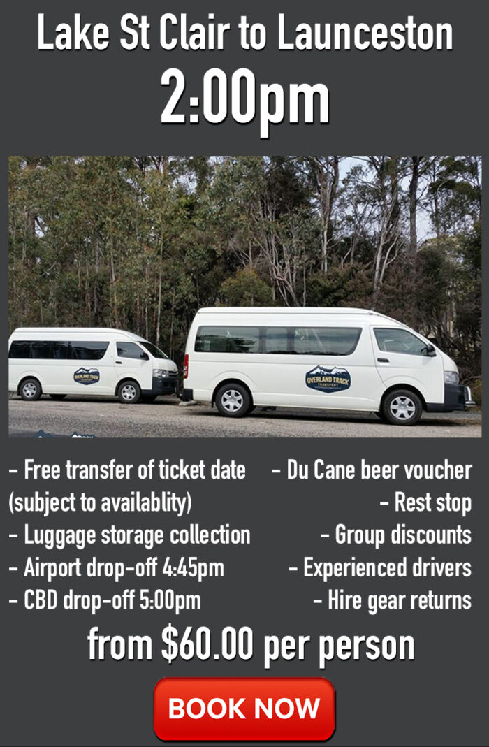 Lake St Clair to Launceston 2:00pm transport bus tickets